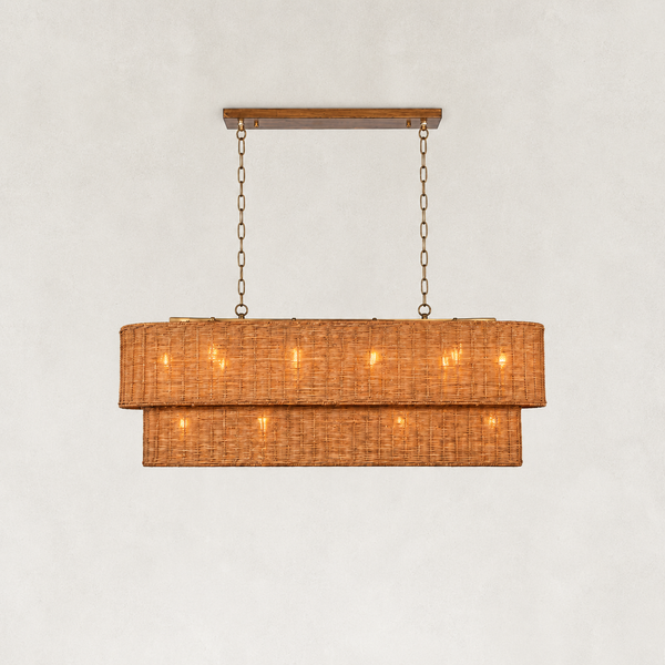 Dune Horizontally Woven Rattan Tiered Chandelier 54"W