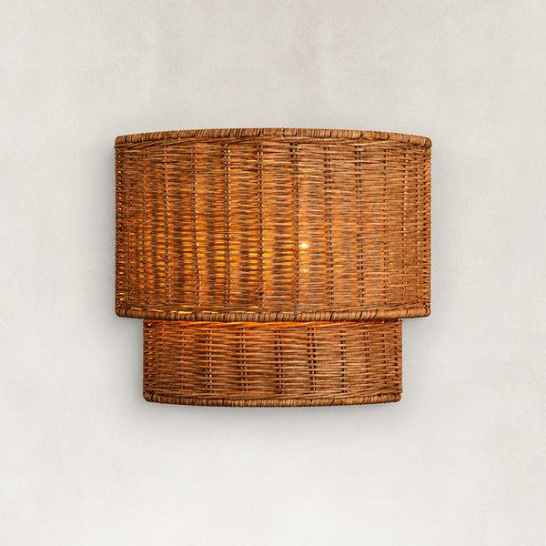 Dune Horizontally Woven Rattan Wall Sconce 10"H