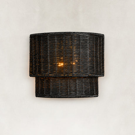Dune Horizontally Woven Rattan Wall Sconce 10"H