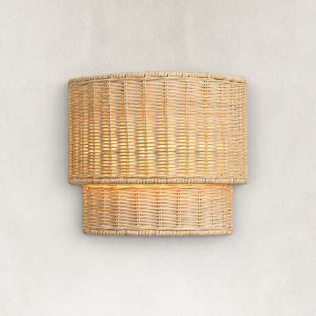 Dune Horizontally Woven Rattan Wall Sconce 10"H