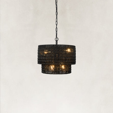 Dune Natural Rattan Tiered Chandelier 16"D