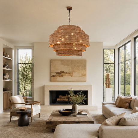 Dune Natural Rattan Tiered Chandelier 32"D