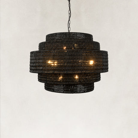 Dune Natural Rattan Tiered Chandelier 32"D