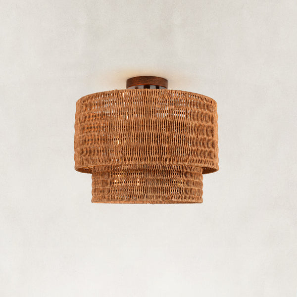 Dune Natural Rattan Tiered Flushmount 16"D