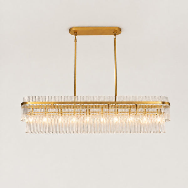 Elarenne Glass 2-Tiered Linear Chandelier 54"W