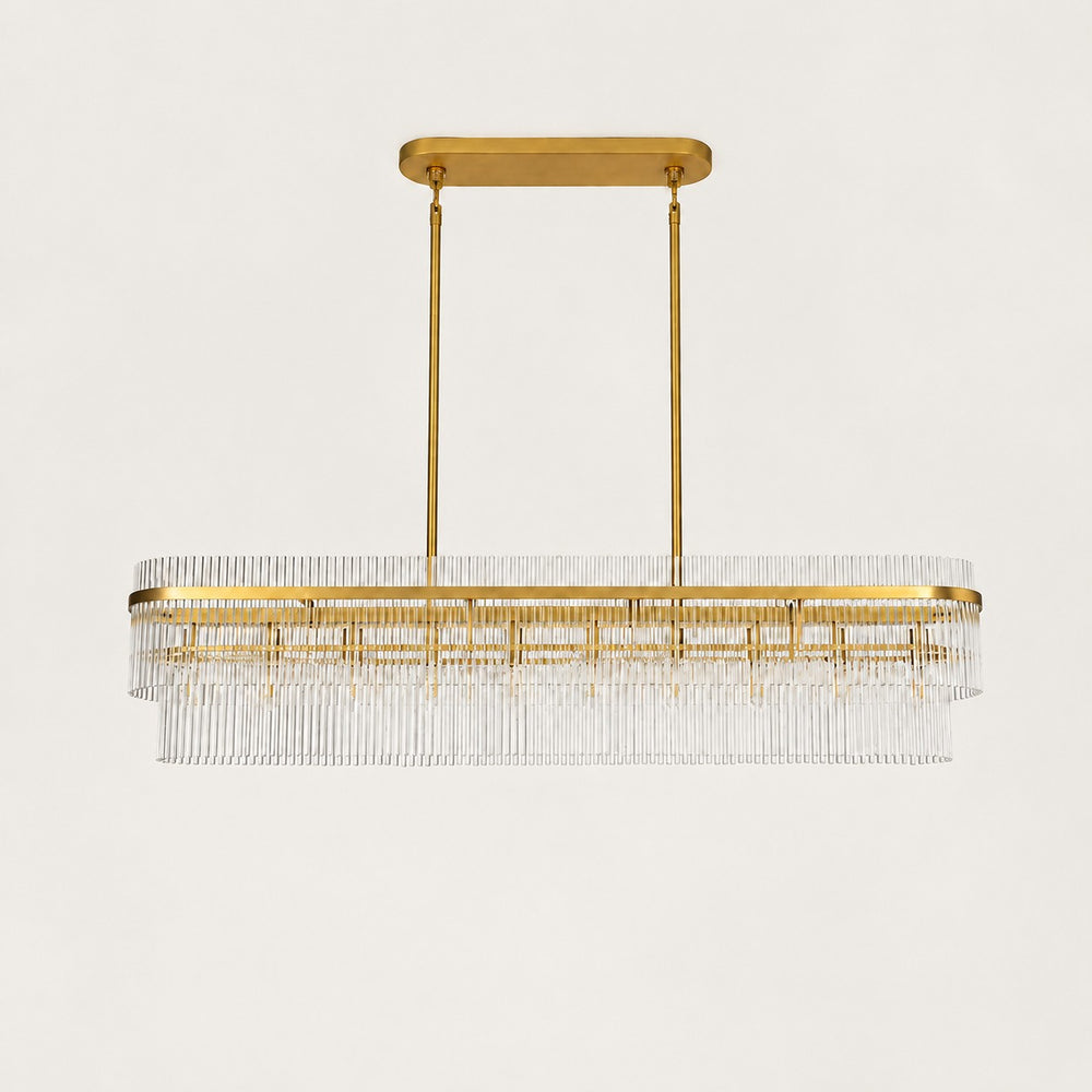 Elarenne Glass 2-Tiered Linear Chandelier 54"W