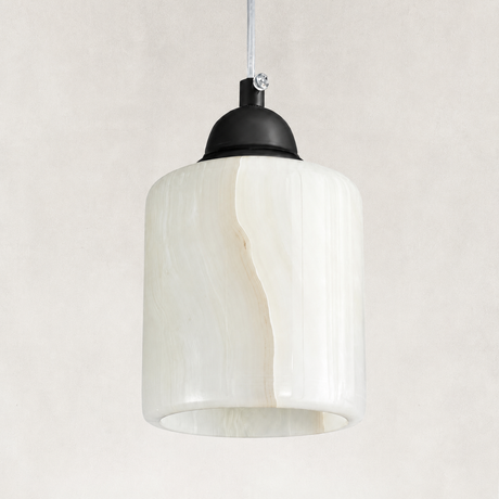 Elarune Natural White Onyx Pendant 3.5"D