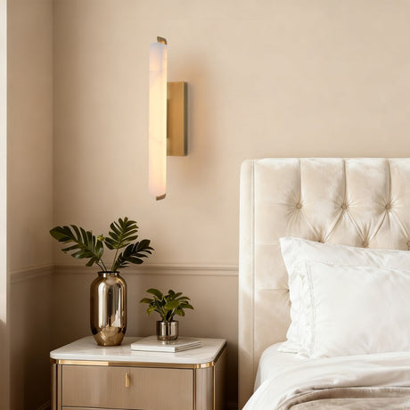 Elen Alabaster Single Vertical Wall Sconce 19"H