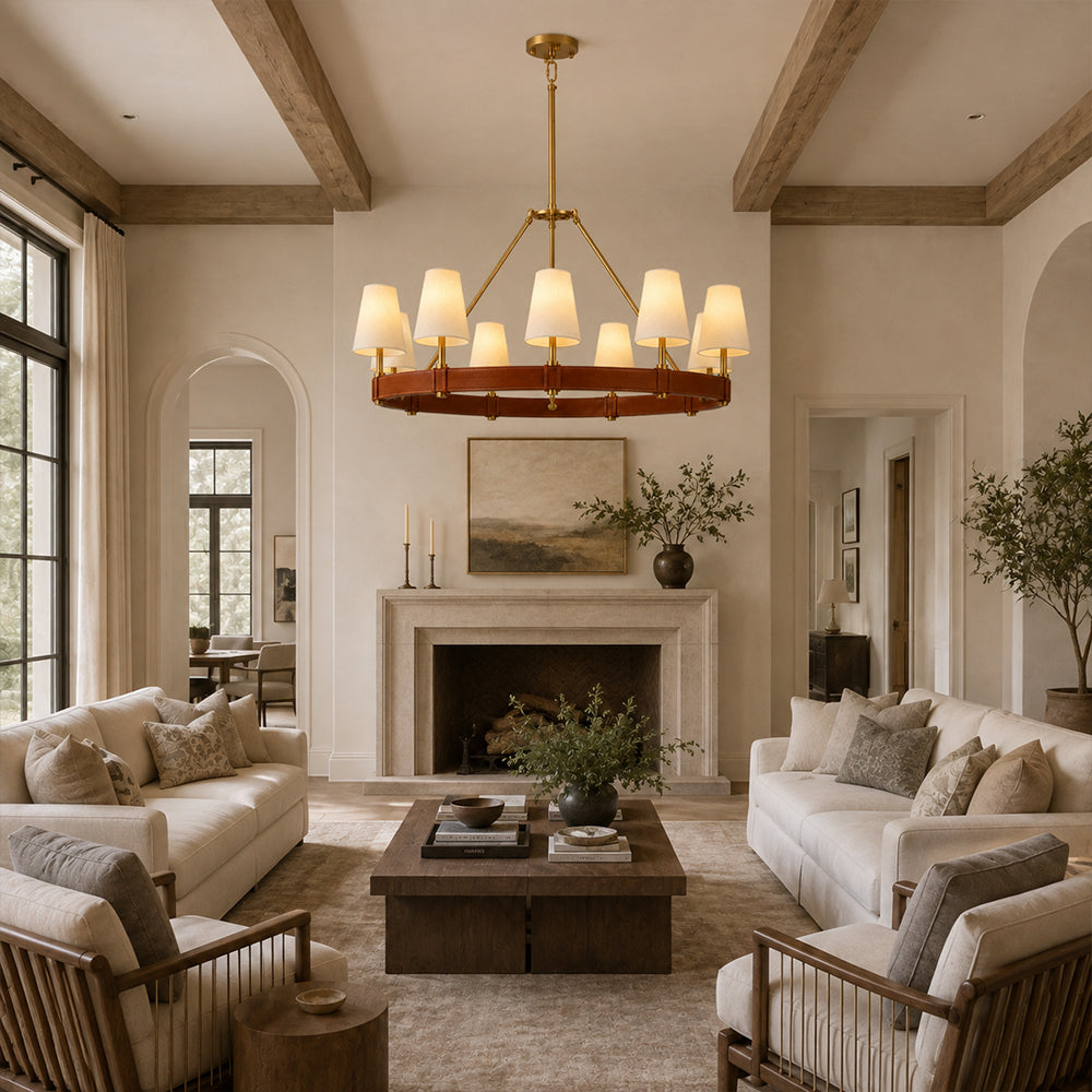Elvara Leather Round Chandelier 48"W