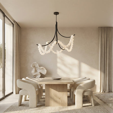 Elyndra Alabaster Cluster Semi-Flush Chandelier 46“D