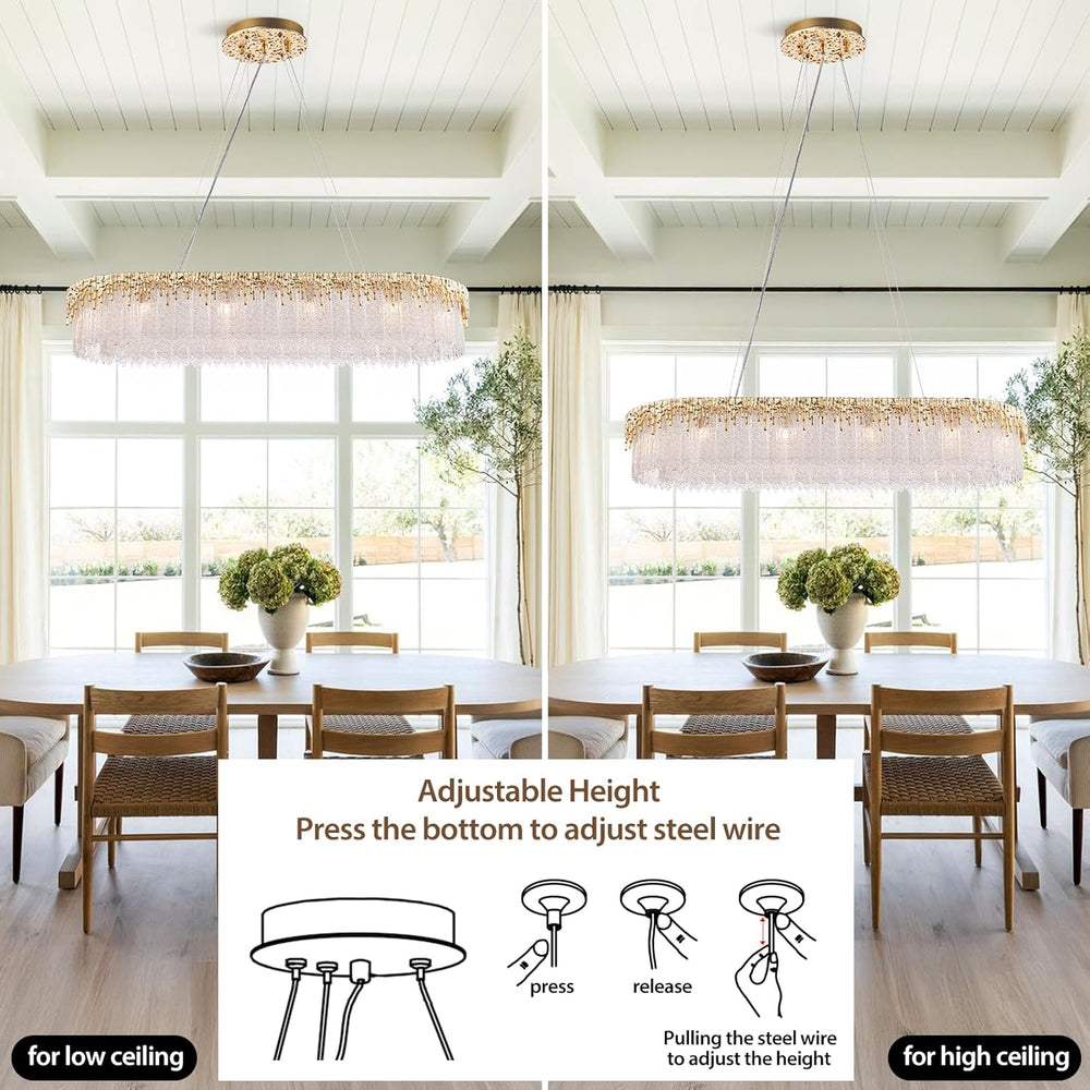 Elyra Flow Crystal Glass Rectangular Chandelier 40"W