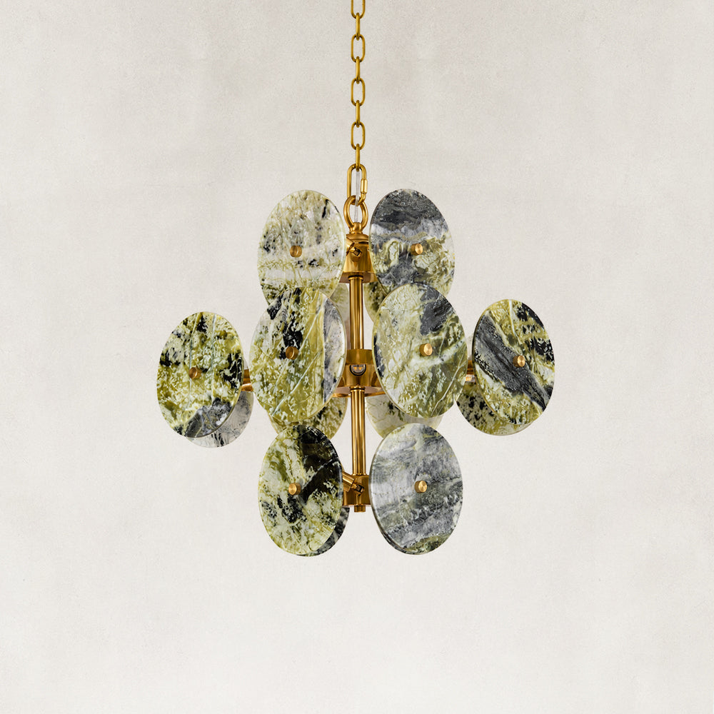 Emerald Green Marble Disc Pendant 17.7"D