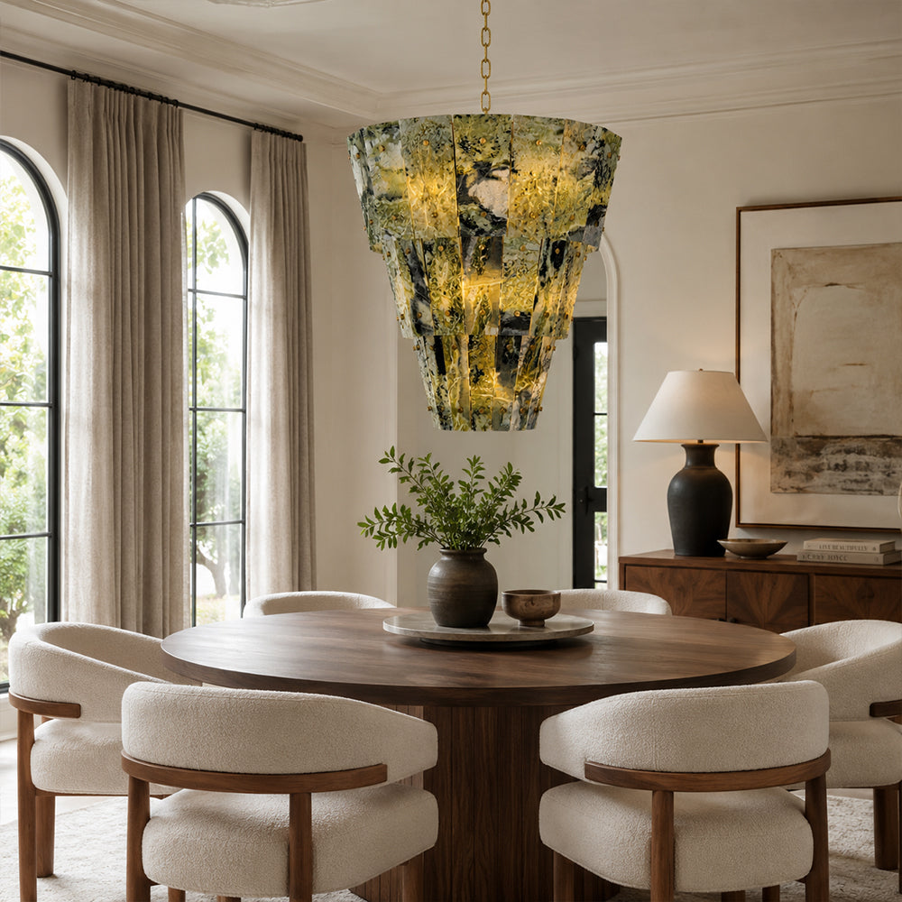 Emerald Green Marble Round Chandelier 31.4"D