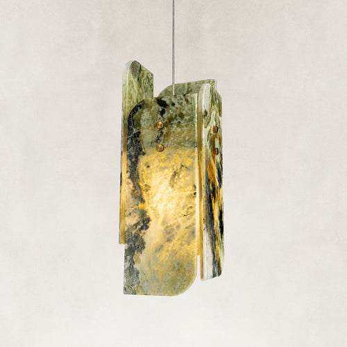 Emerald Green Marble Layered Pendant Light 5.9