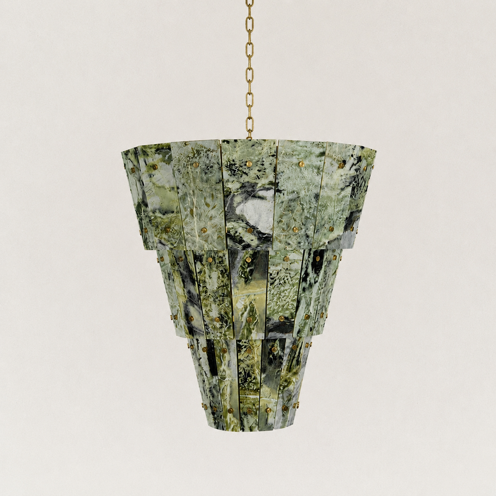 Emerald Green Marble Round Chandelier 31.4"D