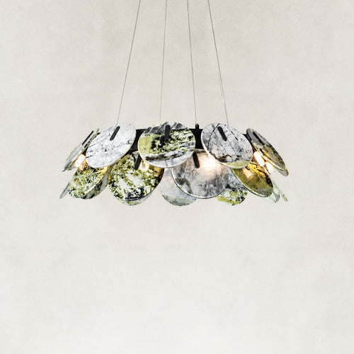 Emerald Green Marble Two-tier Round Chandelier 31.4