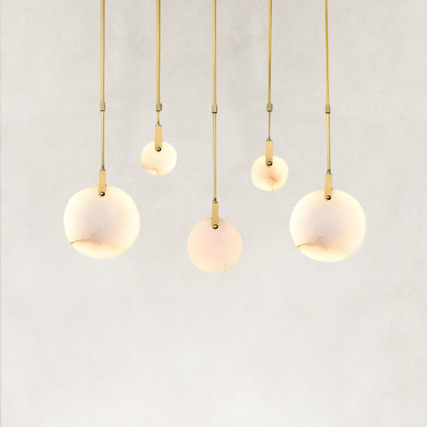 Ethereal Natural Alabaster Globe 5-Light Linear Pendant