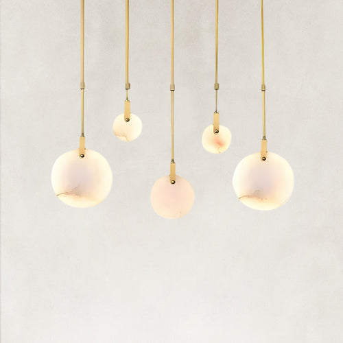 Ethereal Natural Alabaster Globe 5-Light Linear Pendant