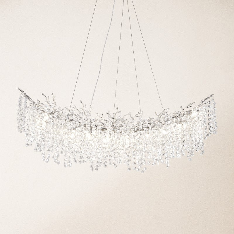 Forest Glow Modern Crystal Rectangle Chandelier 55"W