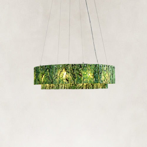 Forest Green Marble Two-tier Round Chandelier 31.4