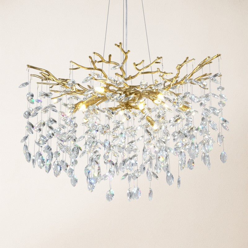 Frostray Crystal Cascade Branch Round Chandelier 30"