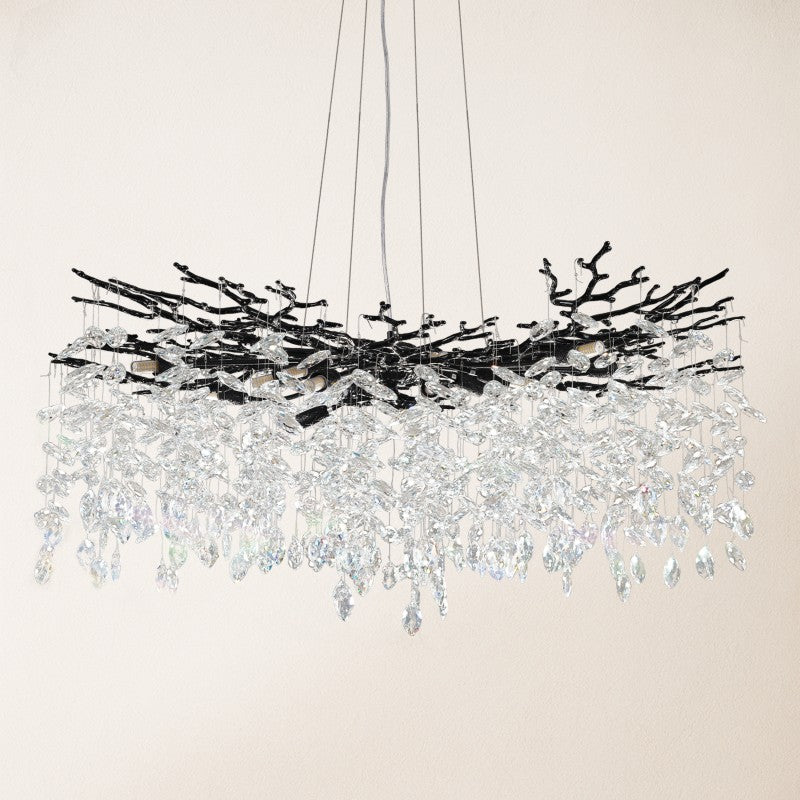 Frostray Crystal Cascade Branch Round Chandelier 40"