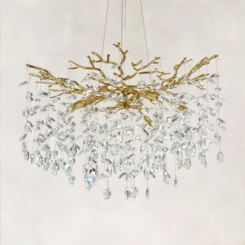 Frostray Crystal Cascade Branch Round Chandelier 30"