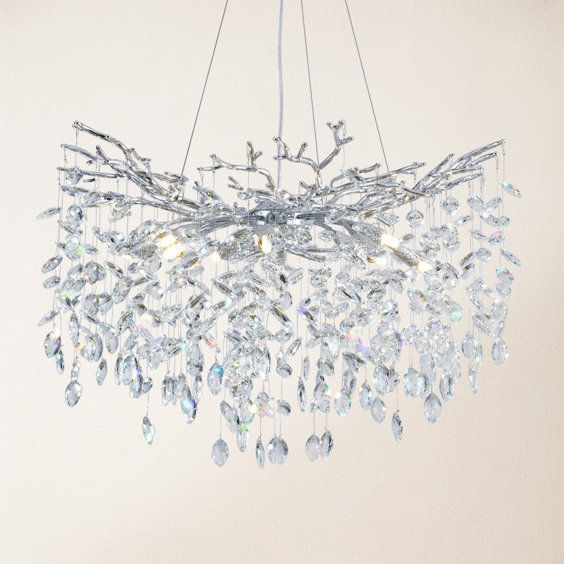 Frostray Crystal Cascade Branch Round Chandelier 30"