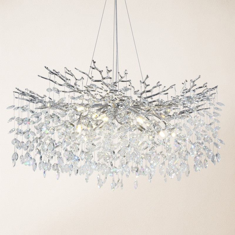Frostray Crystal Cascade Branch Round Chandelier 40"