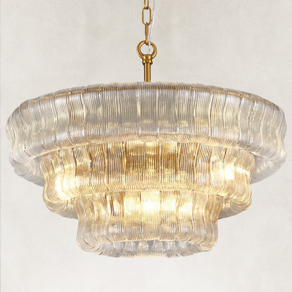 GeoLume Fluted Glass Round Chandelier 24"D