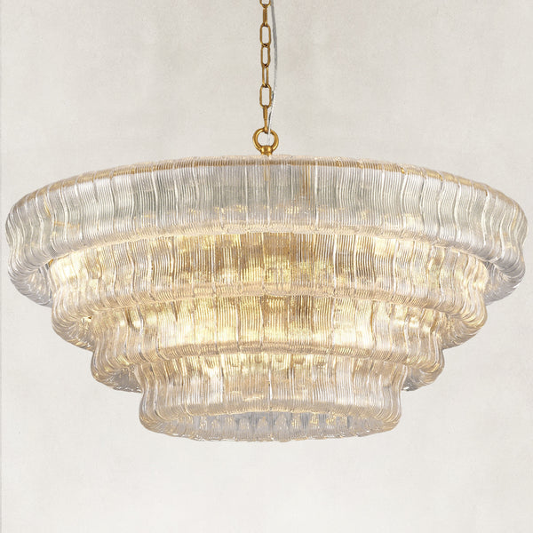 GeoLume Fluted Glass Round Chandelier 36"D
