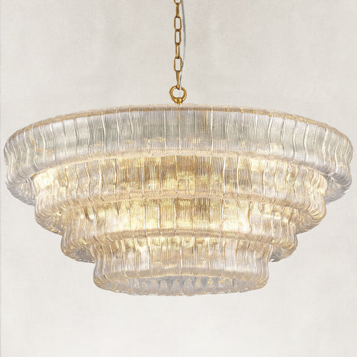GeoLume Fluted Glass Round Chandelier 36