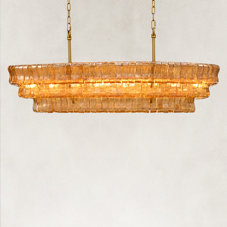 GeoLume Fluted Glass Rectangle Chandelier 54"W