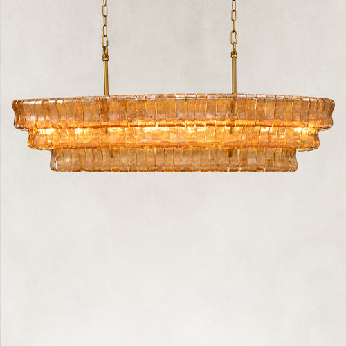 GeoLume Amber Glass Rectangle Chandelier 54