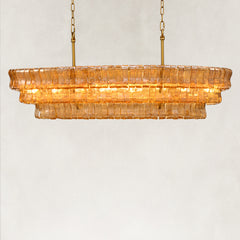 GeoLume Amber Glass Rectangle Chandelier 54