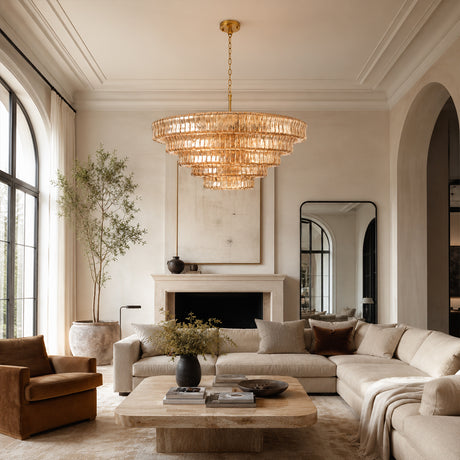 GeoLume Fluted Glass Round Chandelier 48"D