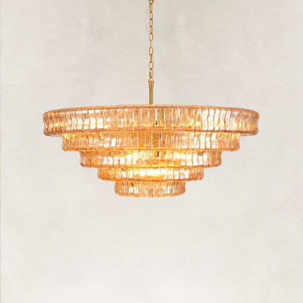 GeoLume Fluted Glass Round Chandelier 48"D