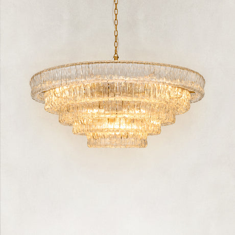 GeoLume Fluted Glass Round Chandelier 48"D