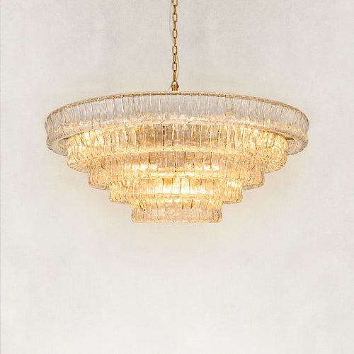 GeoLume Fluted Clear Glass Round Chandelier 48