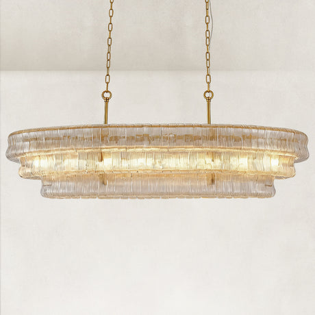GeoLume Fluted Glass Rectangle Chandelier 54"W