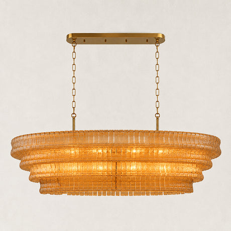 GeoLume Fluted Glass Rectangle Chandelier 65"W