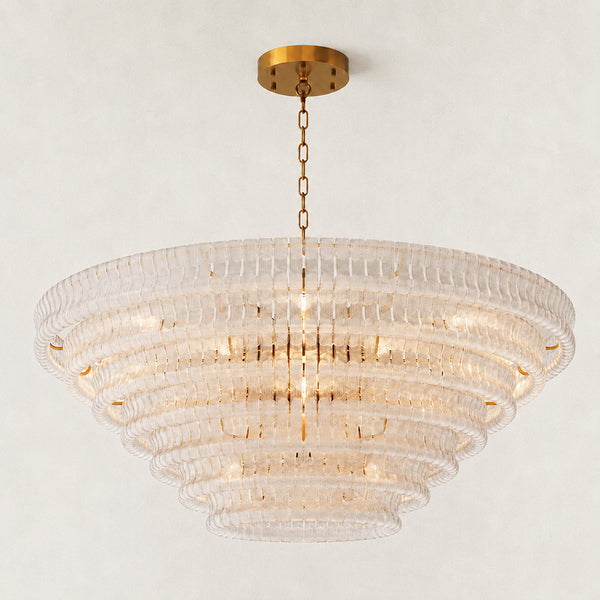 GeoLume Fluted Glass Round Chandelier 60"D