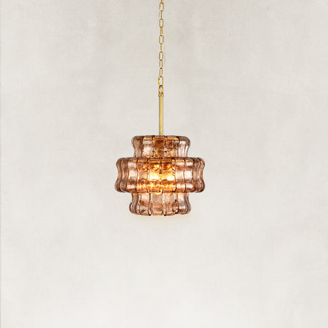 GeoLume Stone-Patterned Glass Pendant 12"D