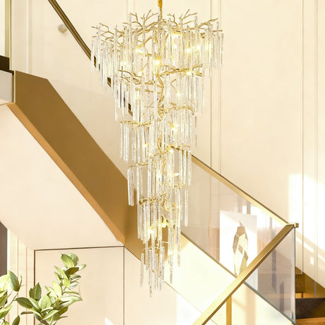 Glacia Crystal Tree Branch Staircase Chandelier 95"