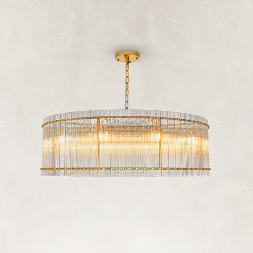 Glenn Round Drum Ribbed Glass Chandelier 48