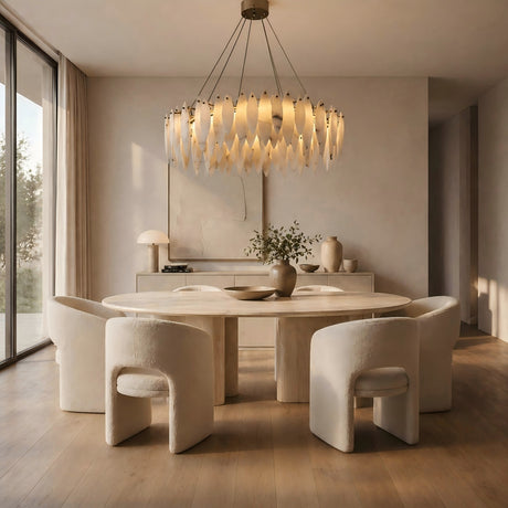 Halo Modern Natural Alabaster Ring chandelier 47"D
