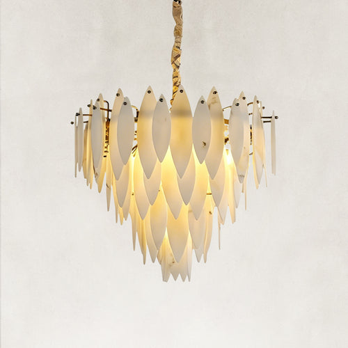 Halo Modern Natural Alabaster Tiered Ring Chandelier 24
