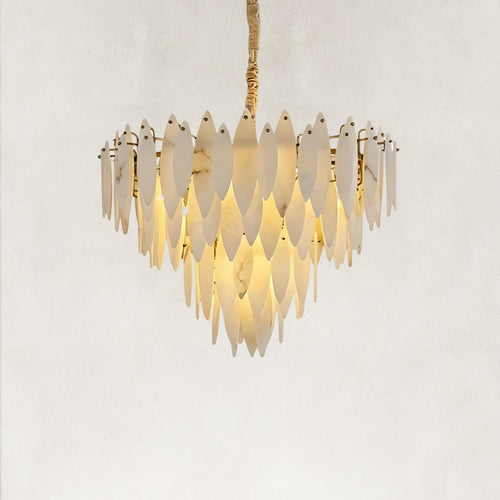 Halo Modern Natural Alabaster Tiered Ring chandelier 32