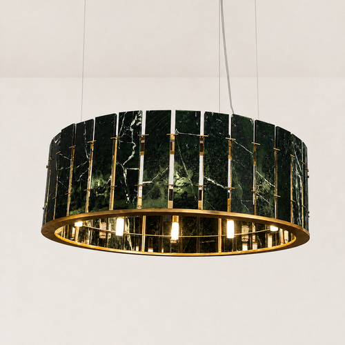 Imperial Green Marble Drum Chandelier 23.6