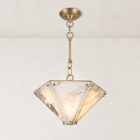 Landscape Marble Conical Pendant 7.8"H